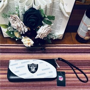 NFL Raiders Black and White Wristlet